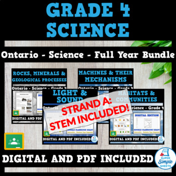 Preview of NEWLY UPDATED - 2022 Curriculum! Ontario Grade 4 Science Bundle - STEM Included!