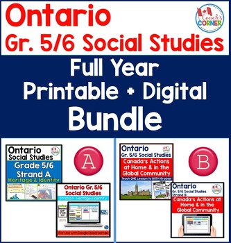 Preview of Ontario Grade 5/6 Social Studies Full Year Printable + Digital BUNDLE