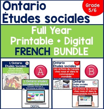 Preview of Ontario Grade 5/6 Social Studies Full Year Printable + Digital BUNDLE | FRENCH