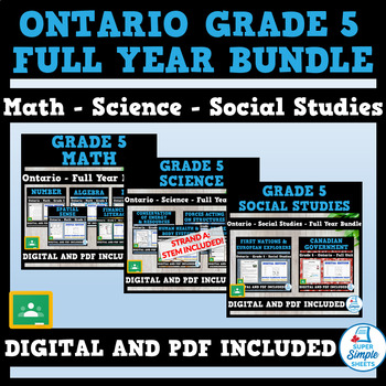 Preview of Ontario Grade 5 Full Year Bundle - Math - Science - Social Studies