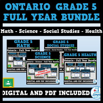 Preview of Ontario Grade 5 Full Year Bundle - Math - Science - Social Studies - Health