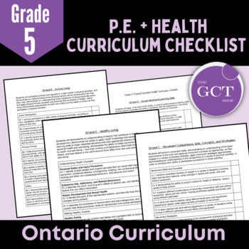 Preview of Ontario Grade 5 Health and Phys. Ed Curriculum Checklist