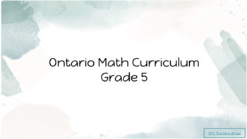 Preview of Ontario Grade 5 Math Curriculum Friendly Format