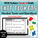 Ontario Grade 5 Math Exit Tickets Number Sense and Operati