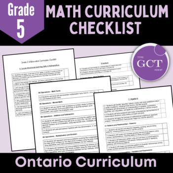 Preview of Ontario Grade 5 Mathematics Curriculum Checklist 