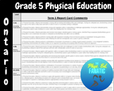 Ontario Grade 5 Physical Education Report Comments
