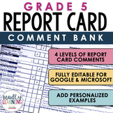 Ontario Grade 5 Report Card Comment Bank