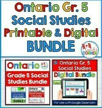 Preview of Ontario Grade 5 Social Studies Printable and Digital BUNDLE 