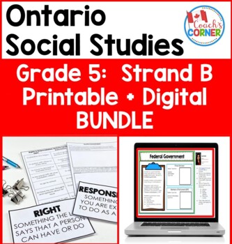 Preview of Ontario Grade 5 Social Studies Strand B Printable and Digital BUNDLE