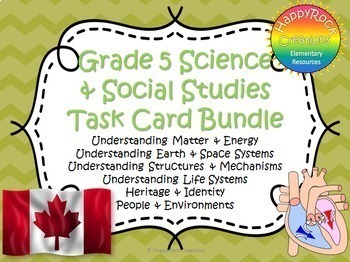 Preview of Ontario Grade 5 Social Studies and Science Task Card Bundle