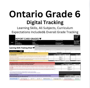 Preview of Ontario Assessment Digital Tracking|Grade 6 |Excel Sheet