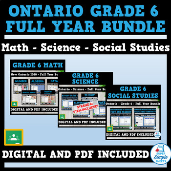 Preview of Ontario Grade 6 Full Year Bundle - Math - Science - Social Studies