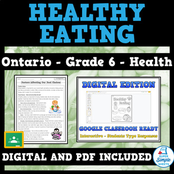 Preview of Ontario Grade 6 Health - Healthy Eating
