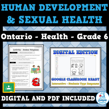 Preview of Ontario Grade 6 Health - Human Development and Sexual Health