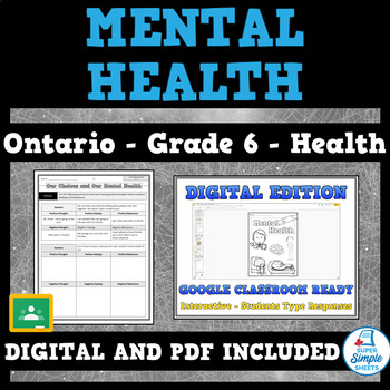 Preview of Ontario Grade 6 Health - Mental Health Literacy