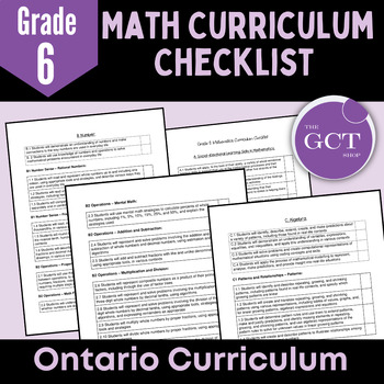 Preview of Ontario Grade 6 Mathematics Curriculum Checklist
