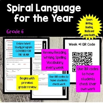 Preview of Ontario Grade 6 Ontario Spiral Language For the Year (2023 CURRICULUM)