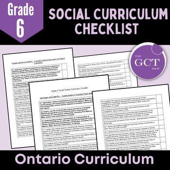 Preview of Ontario Grade 6 Social Studies Curriculum Checklist 