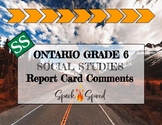 Ontario Grade 6 Social Studies Report Card Comments