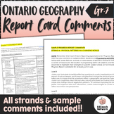 Ontario GEOGRAPHY Report Card Comments Grade 7 UPDATED 202