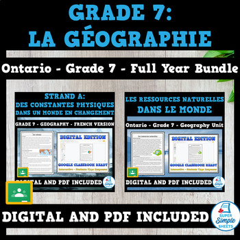 Preview of Ontario - Grade 7 - Geography - French Version - FULL YEAR BUNDLE
