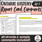 Ontario Grade 7 HISTORY Report Card Comments UPDATED 2023 