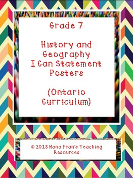 Preview of Ontario Grade 7 History/Geography I Can Statement Posters