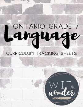 Preview of Ontario Grade 7 Language Curriculum Tracking Sheets