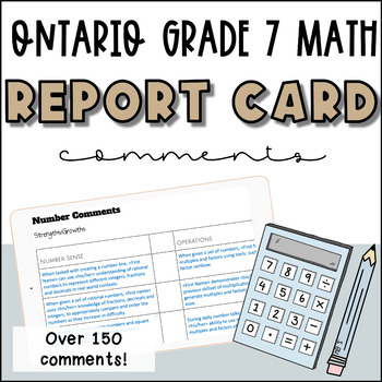 Preview of Ontario Grade 7 Math Report Card Comments