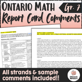Ontario Grade 7 Math Report Card Comments UPDATED 2020 Cur