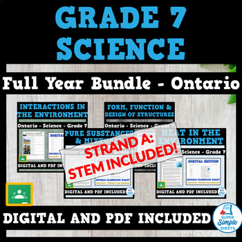 Preview of NEW 2022 CURRICULUM Ontario Grade 7 Science STEM - Full Year Bundle - GOOGLE/PDF