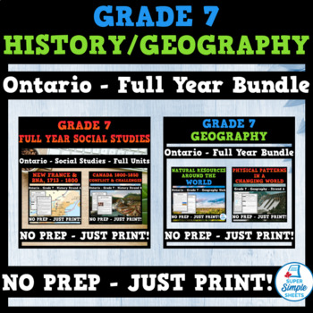 Preview of Ontario - Grade 7 - Social Studies - History & Geography - FULL YEAR BUNDLE