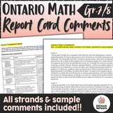 Ontario MATH UPDATED 2020 Grade 7 and 8 Report Card Commen