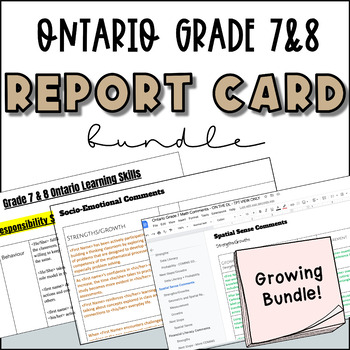 Preview of Ontario Grade 7 and 8 Report Card Comment Bundle