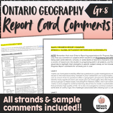 Ontario GEOGRAPHY Report Card Comments Grade 8 UPDATED 202