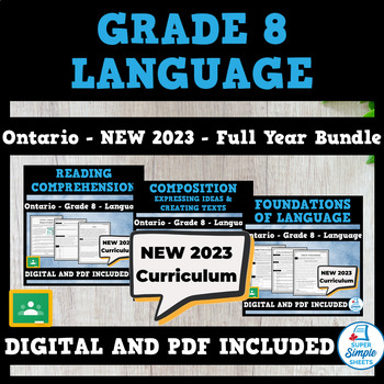 Preview of Ontario Grade 8 Language - FULL YEAR BUNDLE - NEW 2023 Curriculum