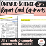 Ontario Grade 8 SCIENCE Report Card Comments UPDATED 2022 