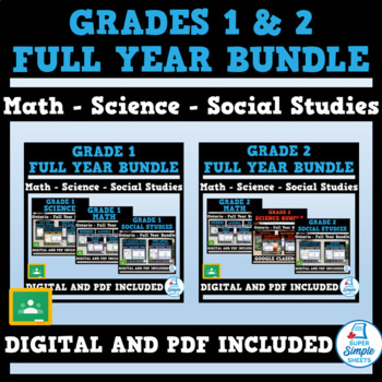Preview of Ontario Grades 1 & 2 Full Year Bundle - Math - Science - Social Studies