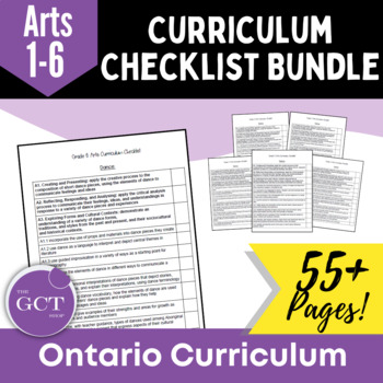 Preview of Ontario Grades 1-6 Arts Curriculum Checklist Bundle