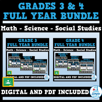 Preview of Ontario Grades 3 & 4 Full Year Bundle - Math - Science - Social Studies