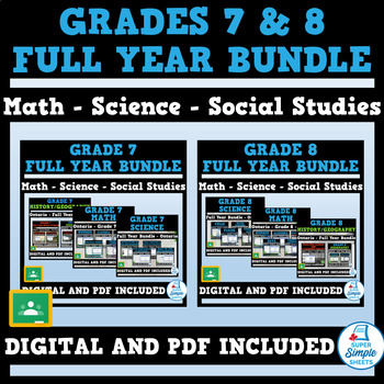 Preview of Ontario Grades 7 & 8 Full Year Bundle - Math - Science - Social Studies