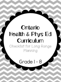 Preview of Ontario Health and P.E Curriculum Checklist for Grades 1-8 BUNDLE (2019 version)