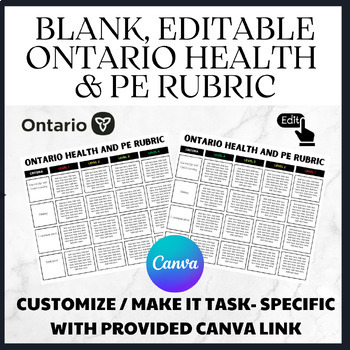 Preview of Ontario Health and PE Rubric Template (Canva)