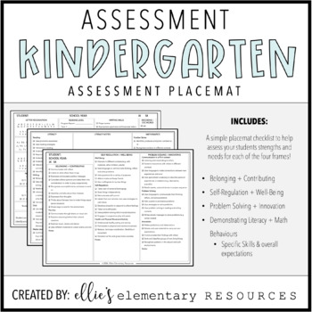 Preview of Ontario Kindergarten Assessment Placemats