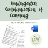 Ontario Kindergarten Communication of Learning Report Card