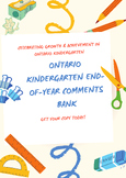 Ontario Kindergarten End-of-Year Comments Bank-for report 