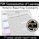 Ontario Kindergarten Report Card Comments (Communication o