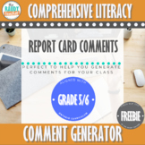 Ontario Language Report Card Comments | Grade 5 and 6 | FREEBIE