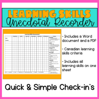 Preview of Ontario Learning Skills Assessment Recorder