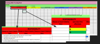 Preview of Ontario Learning Skills Digital Tracking Sheet-Criteria Embedded & Colour Coded